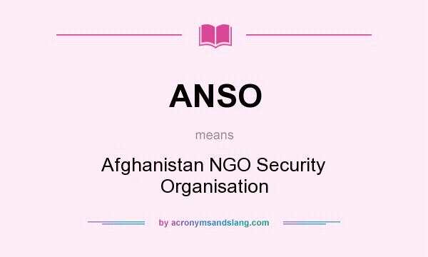 What does ANSO mean? It stands for Afghanistan NGO Security Organisation