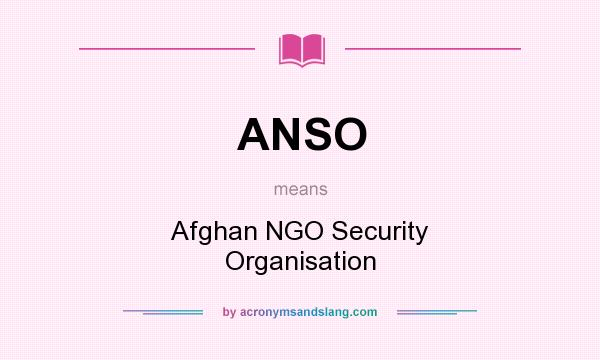 What does ANSO mean? It stands for Afghan NGO Security Organisation