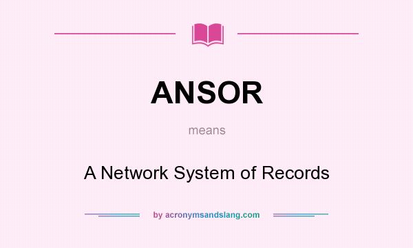 What does ANSOR mean? It stands for A Network System of Records