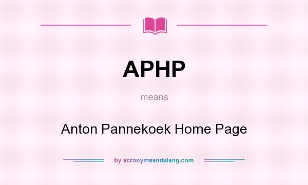 What does APHP mean? It stands for Anton Pannekoek Home Page