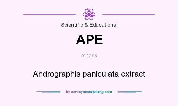 What does APE mean? It stands for Andrographis paniculata extract