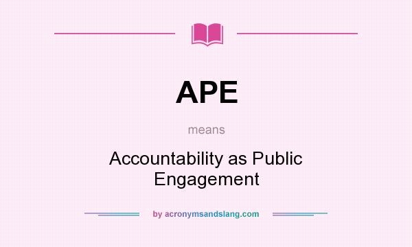What does APE mean? It stands for Accountability as Public Engagement