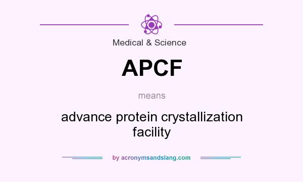 What does APCF mean? It stands for advance protein crystallization facility