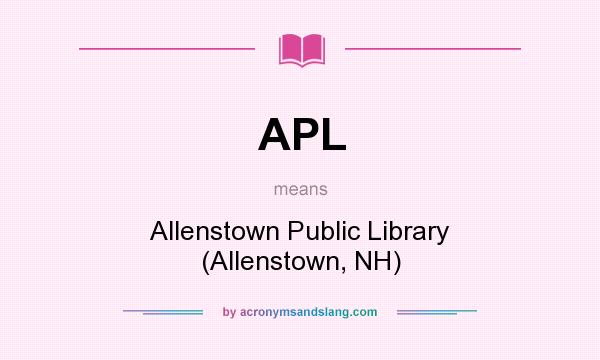 What does APL mean? It stands for Allenstown Public Library (Allenstown, NH)