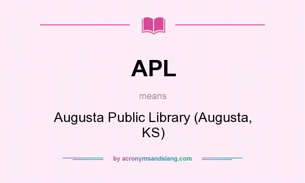 What does APL mean? It stands for Augusta Public Library (Augusta, KS)