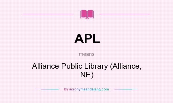 What does APL mean? It stands for Alliance Public Library (Alliance, NE)