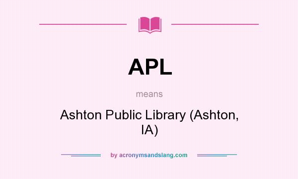 What does APL mean? It stands for Ashton Public Library (Ashton, IA)