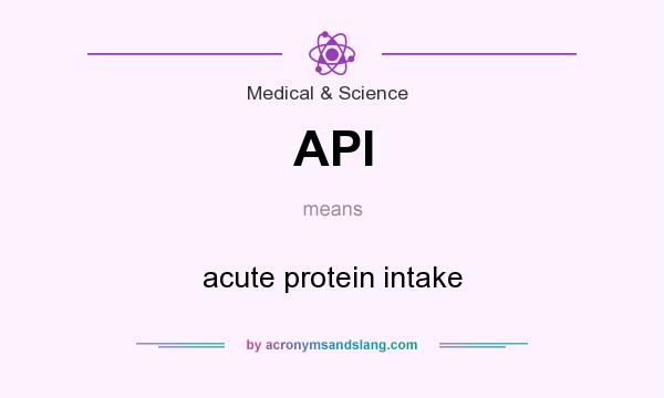 What does API mean? It stands for acute protein intake