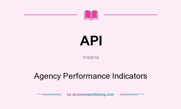 What does API mean? It stands for Agency Performance Indicators