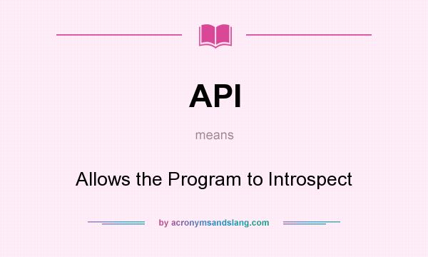 What does API mean? It stands for Allows the Program to Introspect