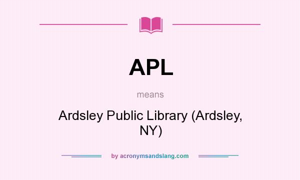 What does APL mean? It stands for Ardsley Public Library (Ardsley, NY)