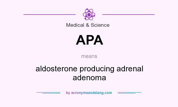 What does APA mean? It stands for aldosterone producing adrenal adenoma
