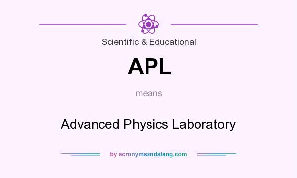 What does APL mean? It stands for Advanced Physics Laboratory