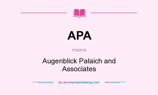 What does APA mean? It stands for Augenblick Palaich and Associates