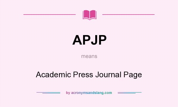 What does APJP mean? It stands for Academic Press Journal Page