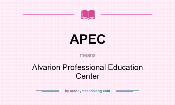What does APEC mean? It stands for Alvarion Professional Education Center