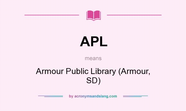 What does APL mean? It stands for Armour Public Library (Armour, SD)