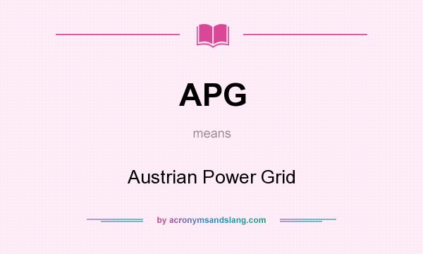 What does APG mean? It stands for Austrian Power Grid