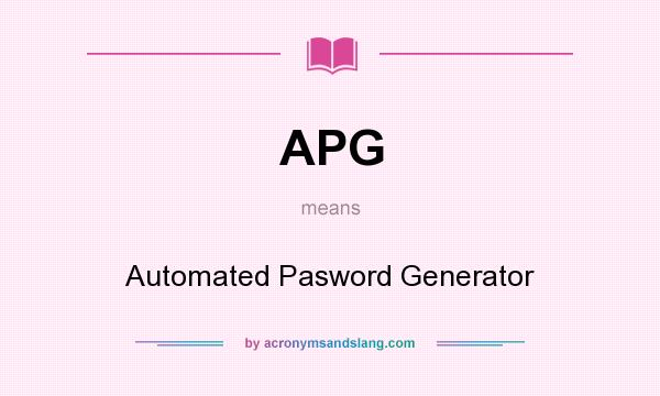 What does APG mean? It stands for Automated Pasword Generator