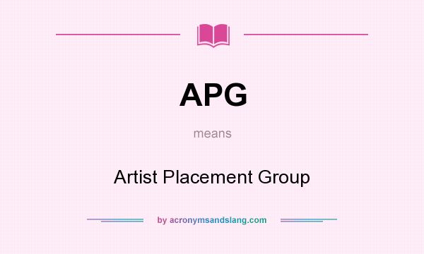 What does APG mean? It stands for Artist Placement Group