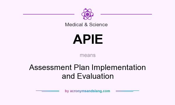 What does APIE mean? It stands for Assessment Plan Implementation and Evaluation