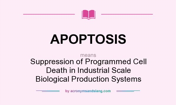 What does APOPTOSIS mean? It stands for Suppression of Programmed Cell Death in Industrial Scale Biological Production Systems