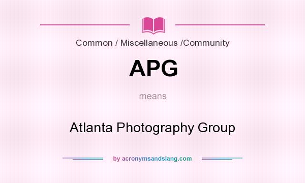 What does APG mean? It stands for Atlanta Photography Group