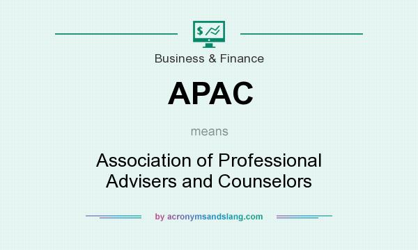 What does APAC mean? It stands for Association of Professional Advisers and Counselors