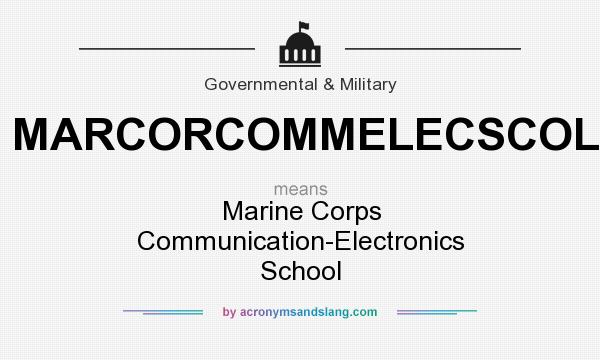 What does MARCORCOMMELECSCOL mean? It stands for Marine Corps Communication-Electronics School