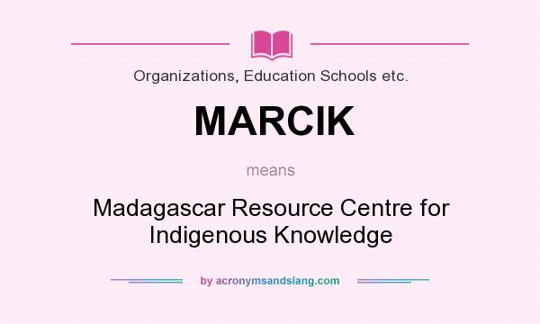 What does MARCIK mean? It stands for Madagascar Resource Centre for Indigenous Knowledge