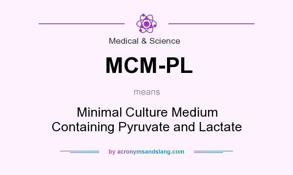 What does MCM-PL mean? It stands for Minimal Culture Medium Containing Pyruvate and Lactate