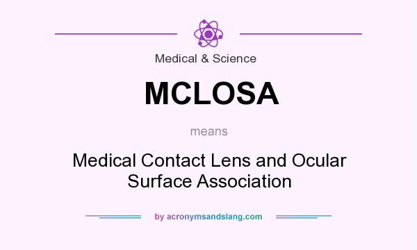 What does MCLOSA mean? It stands for Medical Contact Lens and Ocular Surface Association