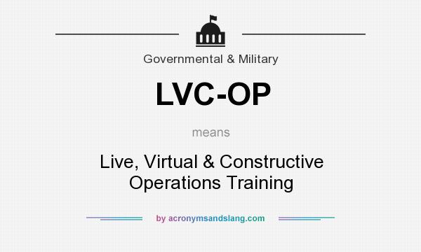 What does LVC-OP mean? It stands for Live, Virtual & Constructive Operations Training