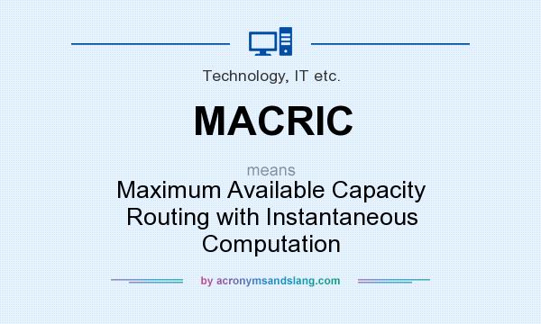 What does MACRIC mean? It stands for Maximum Available Capacity Routing with Instantaneous Computation