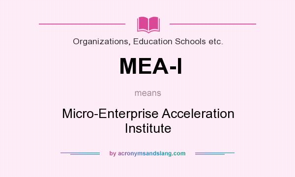 What does MEA-I mean? It stands for Micro-Enterprise Acceleration Institute