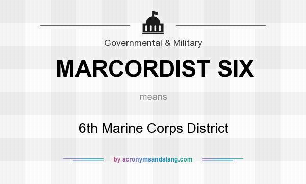 What does MARCORDIST SIX mean? It stands for 6th Marine Corps District