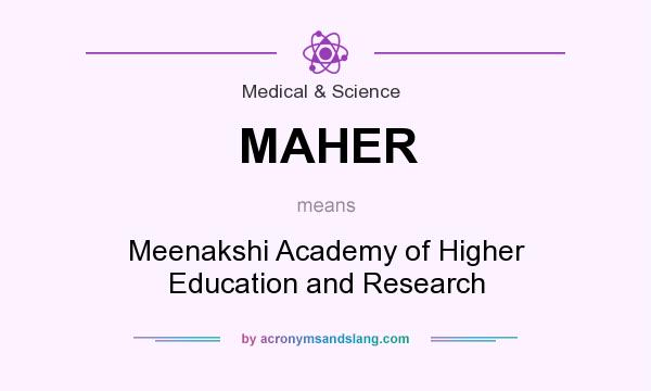 What does MAHER mean? It stands for Meenakshi Academy of Higher Education and Research