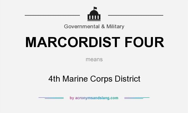 What does MARCORDIST FOUR mean? It stands for 4th Marine Corps District