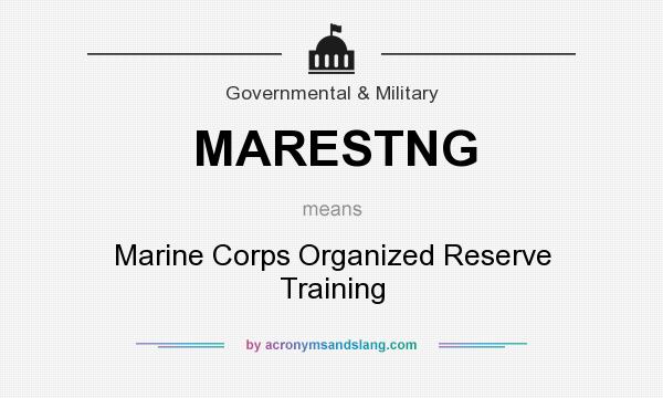 What does MARESTNG mean? It stands for Marine Corps Organized Reserve Training