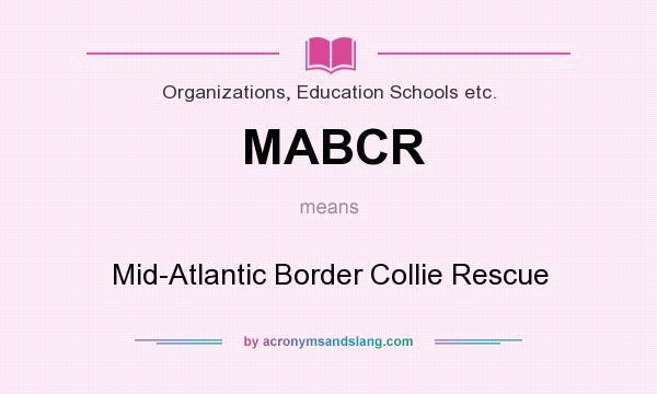What does MABCR mean? It stands for Mid-Atlantic Border Collie Rescue