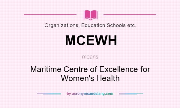 What does MCEWH mean? It stands for Maritime Centre of Excellence for Women`s Health