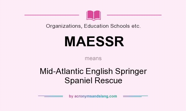 What does MAESSR mean? It stands for Mid-Atlantic English Springer Spaniel Rescue