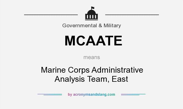 What does MCAATE mean? It stands for Marine Corps Administrative Analysis Team, East