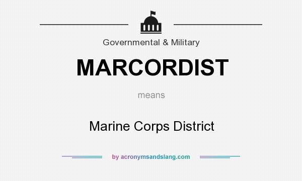 What does MARCORDIST mean? It stands for Marine Corps District