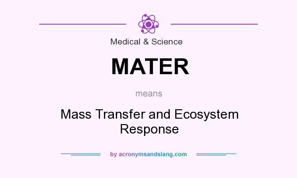 What does MATER mean? It stands for Mass Transfer and Ecosystem Response