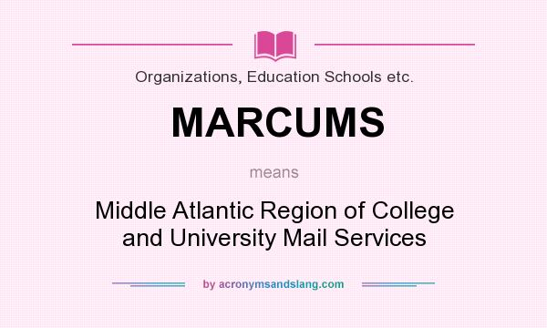 What does MARCUMS mean? It stands for Middle Atlantic Region of College and University Mail Services