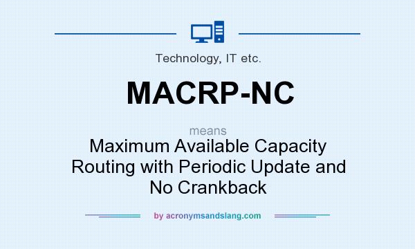 What does MACRP-NC mean? It stands for Maximum Available Capacity Routing with Periodic Update and No Crankback