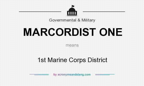 What does MARCORDIST ONE mean? It stands for 1st Marine Corps District