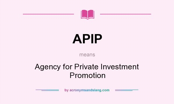 What does APIP mean? It stands for Agency for Private Investment Promotion