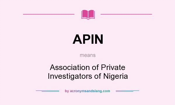 What does APIN mean? It stands for Association of Private Investigators of Nigeria